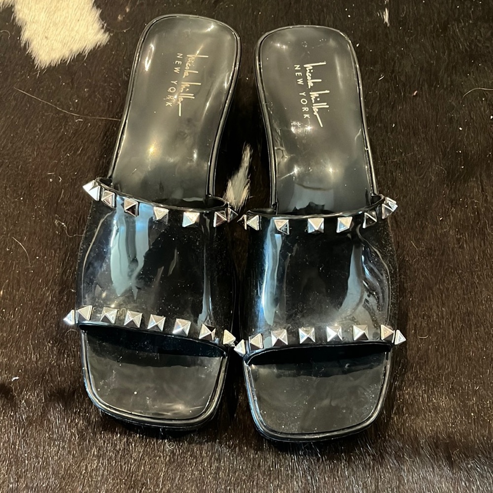 NICOLE MILLER Gelly Rubber Studded Heel Sandals